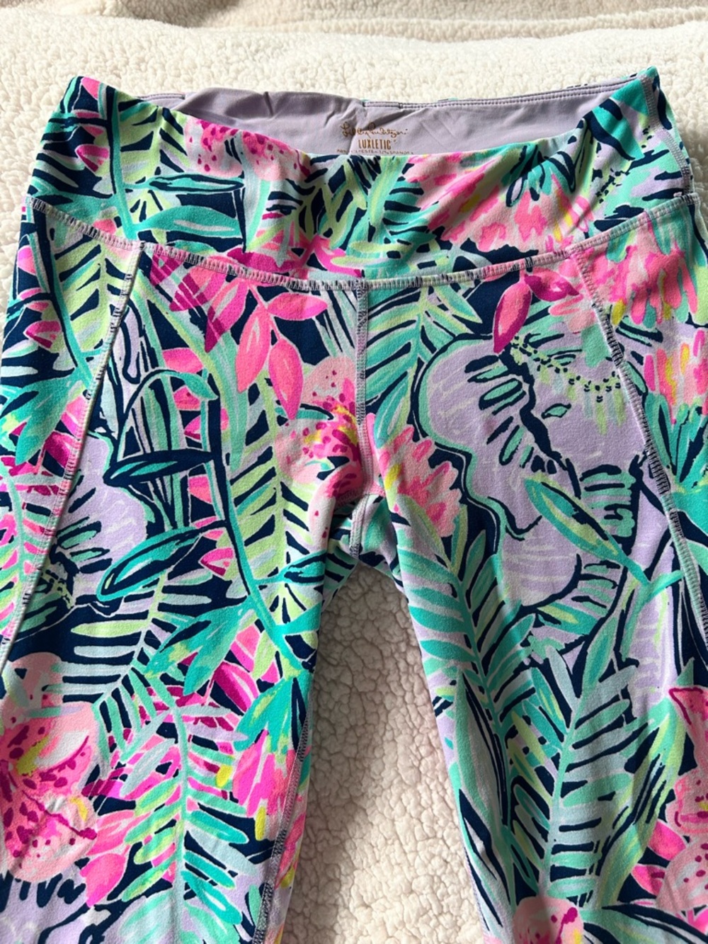 Lilly Pulitzer Multicolor Tropical Luxletic Leggings — Pink, Mint & Navy